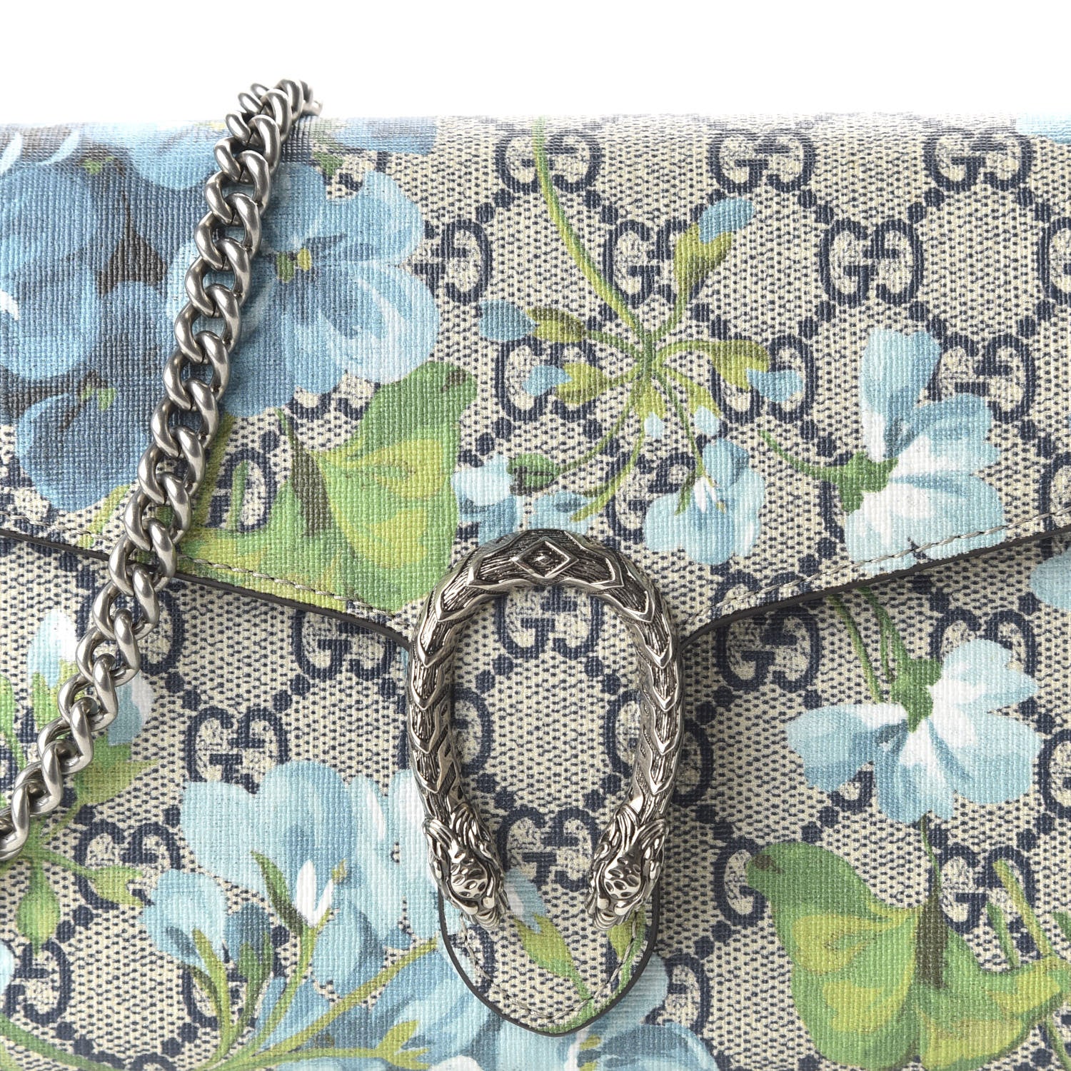 Gucci GG Supreme Monogram Blooms Mini Dionysus Chain Wallet Beige Blue Navy Vintage Blue 10 of 10