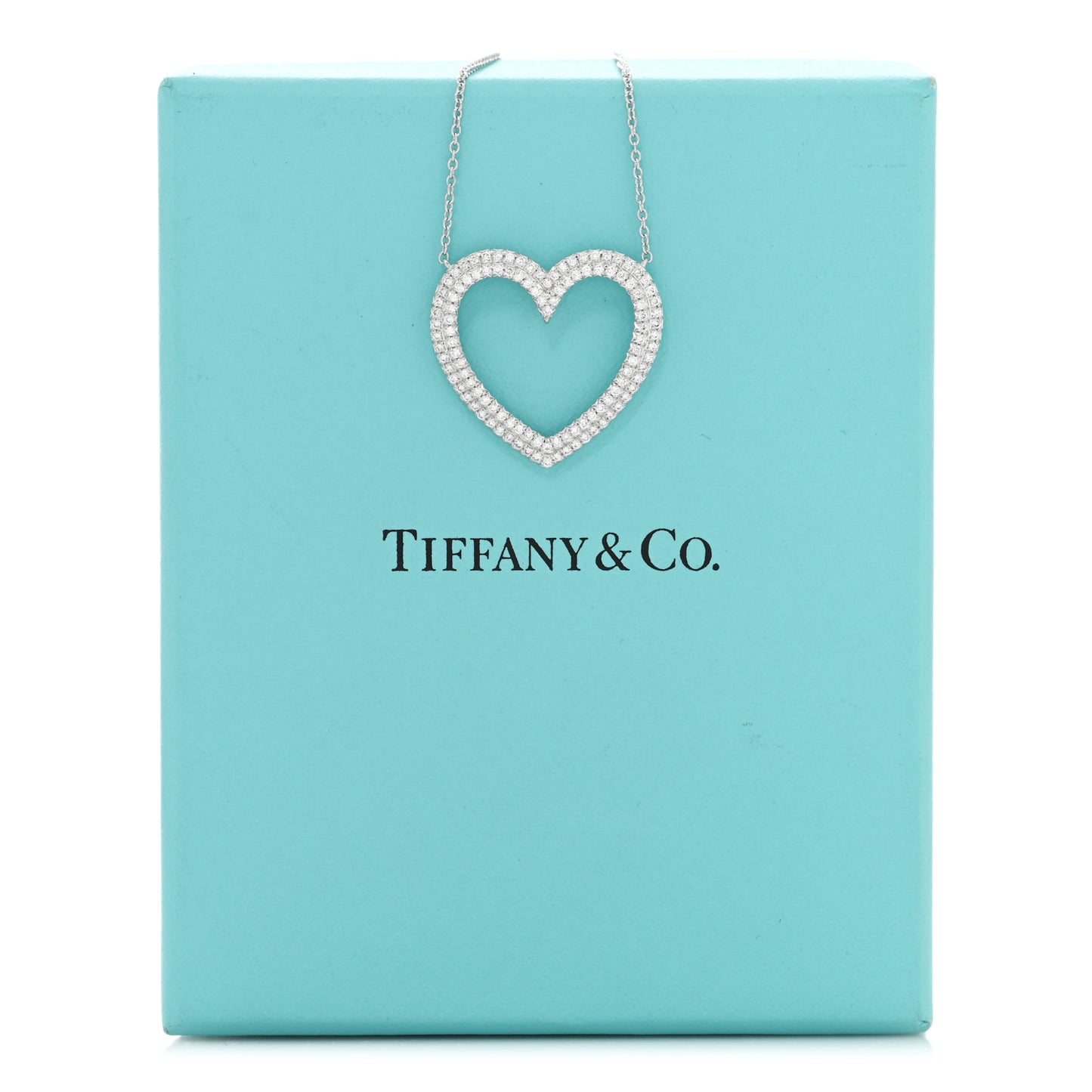 Platinum Diamond Large Metro Heart Pendant Necklace