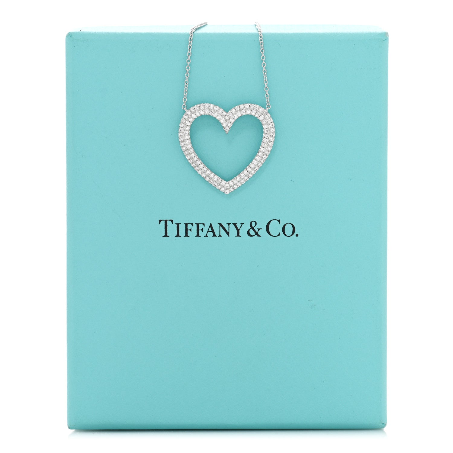 Tiffany Platinum Diamond Large Metro Heart Pendant Necklace 5 of 5
