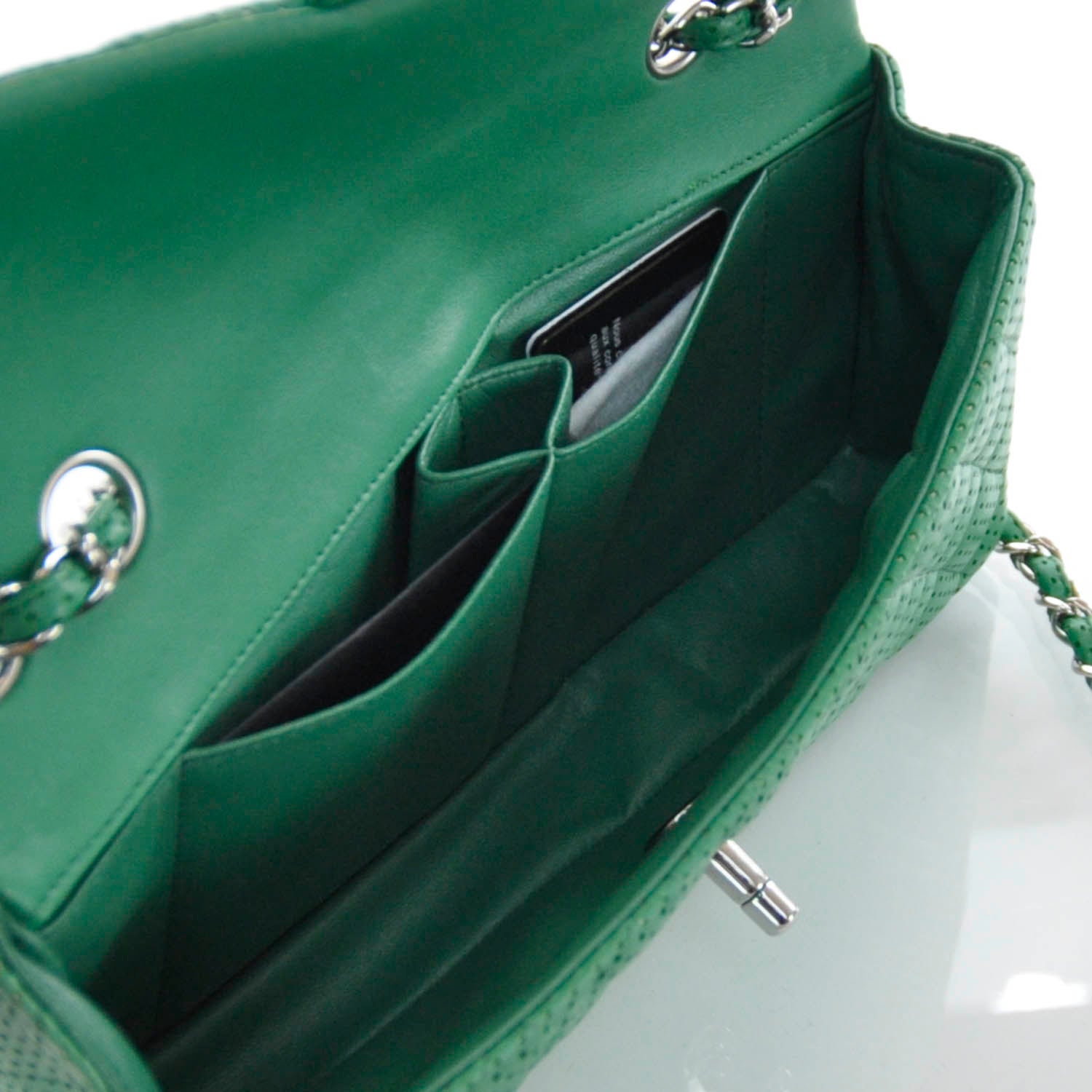 Chanel Calfskin Perforated East West Flap Green 7 of 11