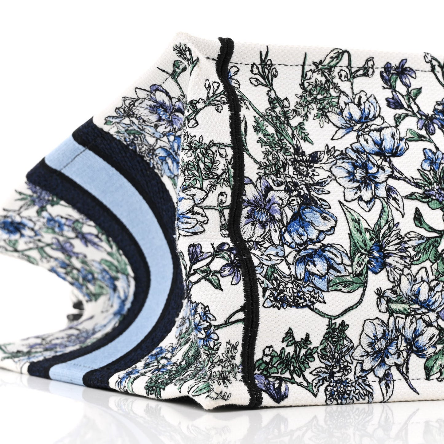 Canvas Embroidered Medium Flowers Book Tote Blue
