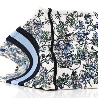 Christian Dior Canvas Embroidered Medium Flowers Book Tote Blue 9 of 11