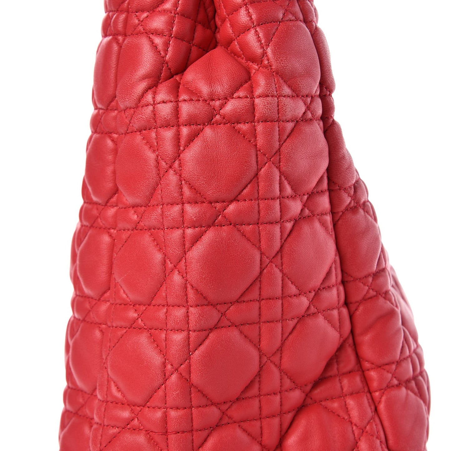 Lambskin Cannage Large Dior Soft Shopping Tote Coral
