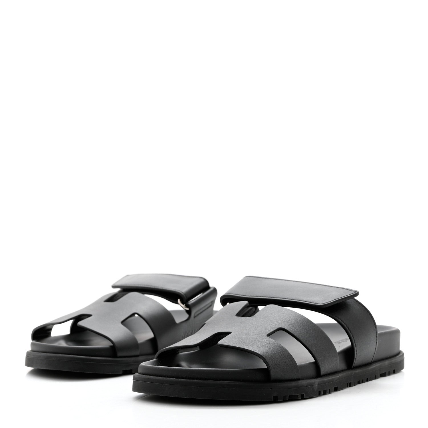 Hermes Calfskin Womens Chypre Sandals 36.5 Black 3 of 9