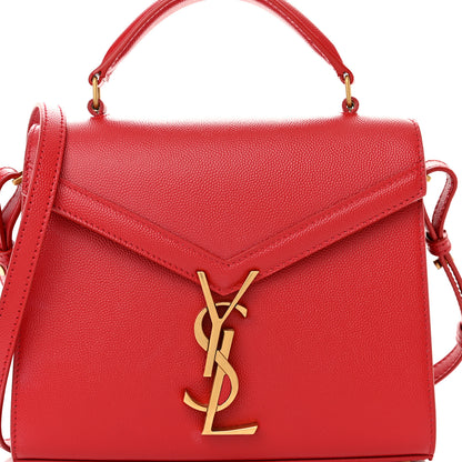 Saint Laurent Grain de Poudre Mini Classic Monogram Cassandra Top Handle Rouge Eros 7 of 11