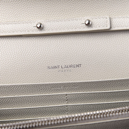 Saint Laurent Grain De Poudre Matelasse Chevron Monogram Chain Wallet Icy White 5 of 9