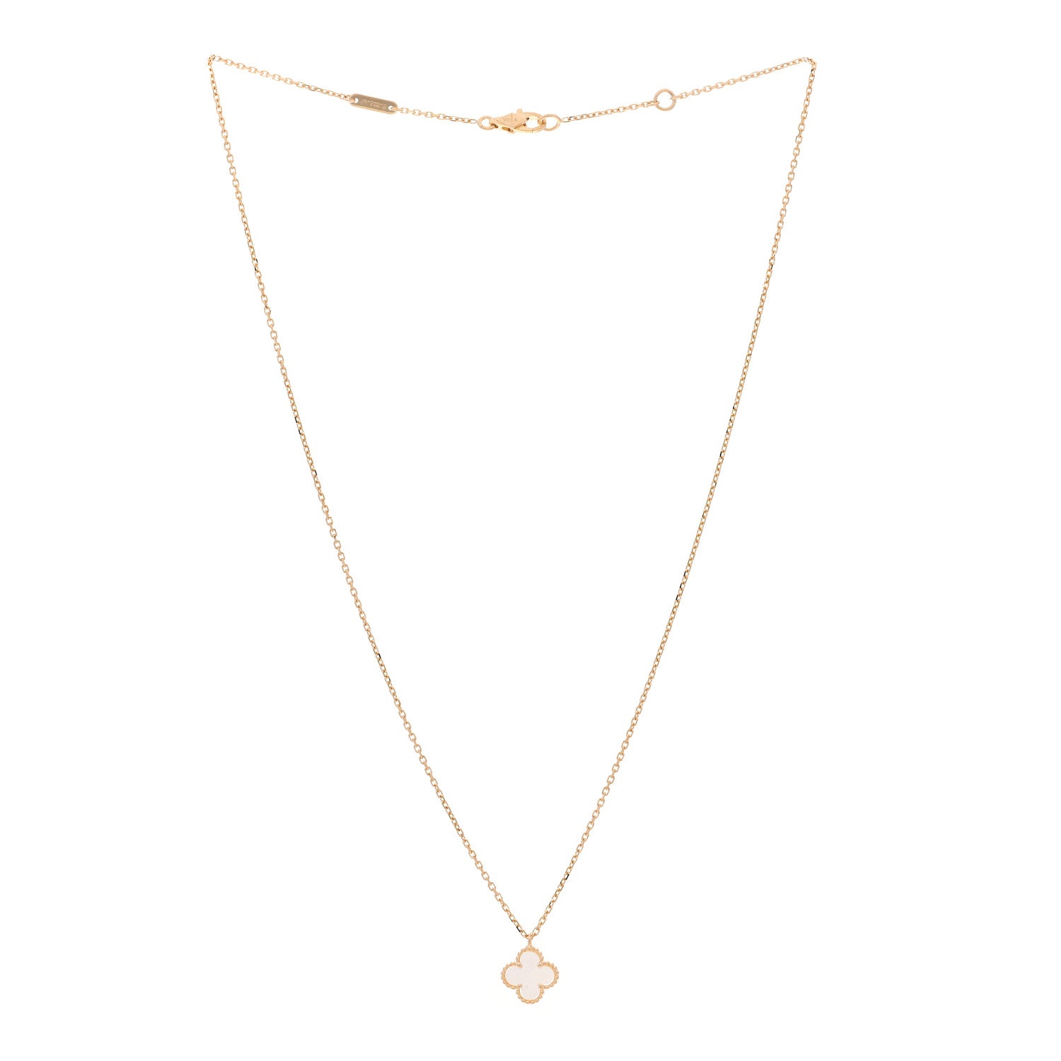 Van Cleef & Arpels 18K Yellow Gold Mother of Pearl Sweet Alhambra Pendant Necklace 3 of 6