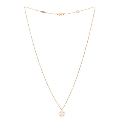 Van Cleef & Arpels 18K Yellow Gold Mother of Pearl Sweet Alhambra Pendant Necklace 3 of 6