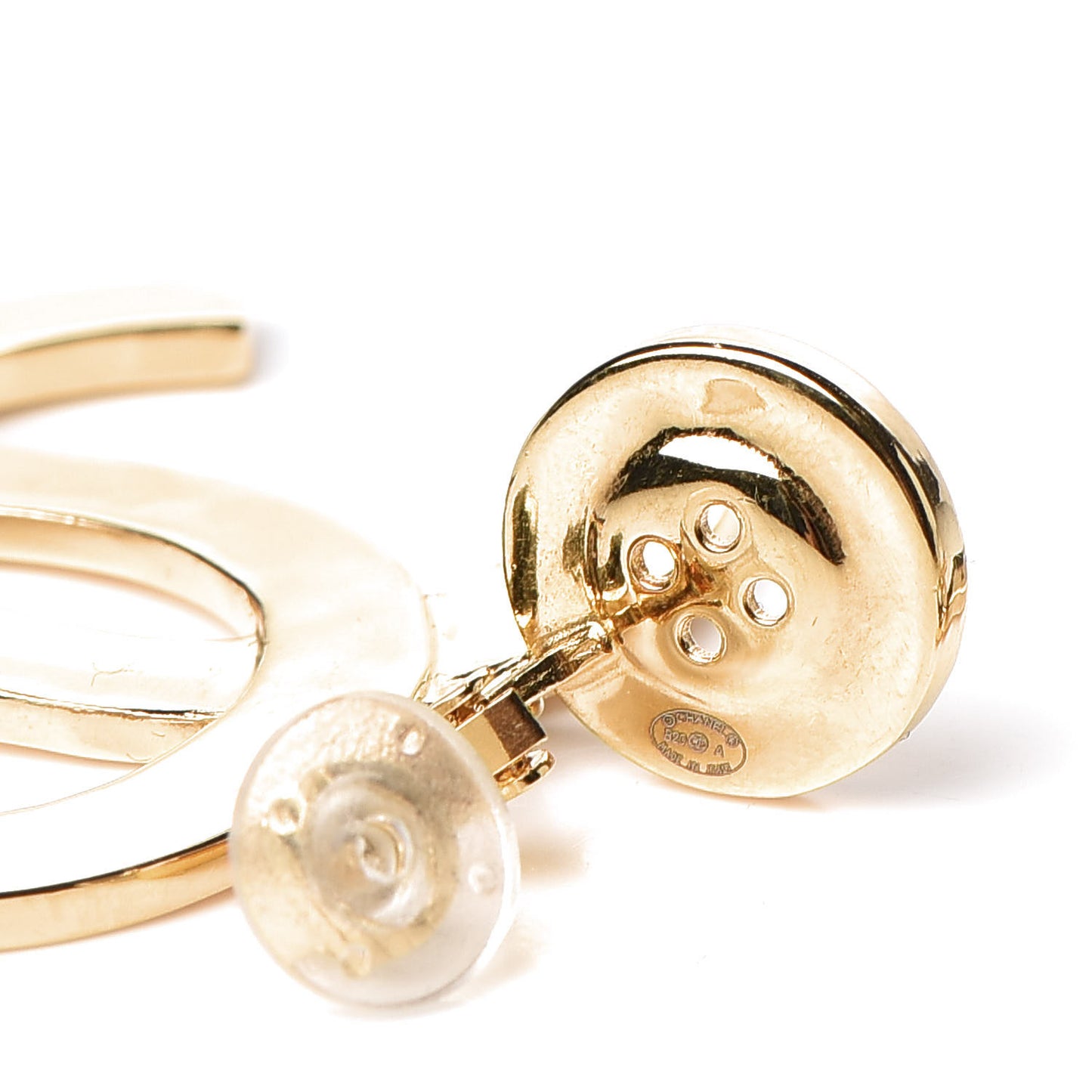 Metal Large Paris Button Clip On Earrings Gold