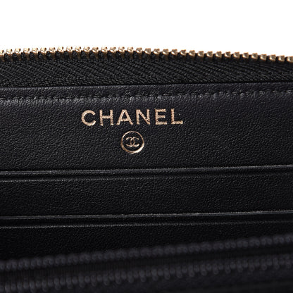 Chanel Caviar Quilted Medium Filigree Zip Around Wallet Black 5 of 7