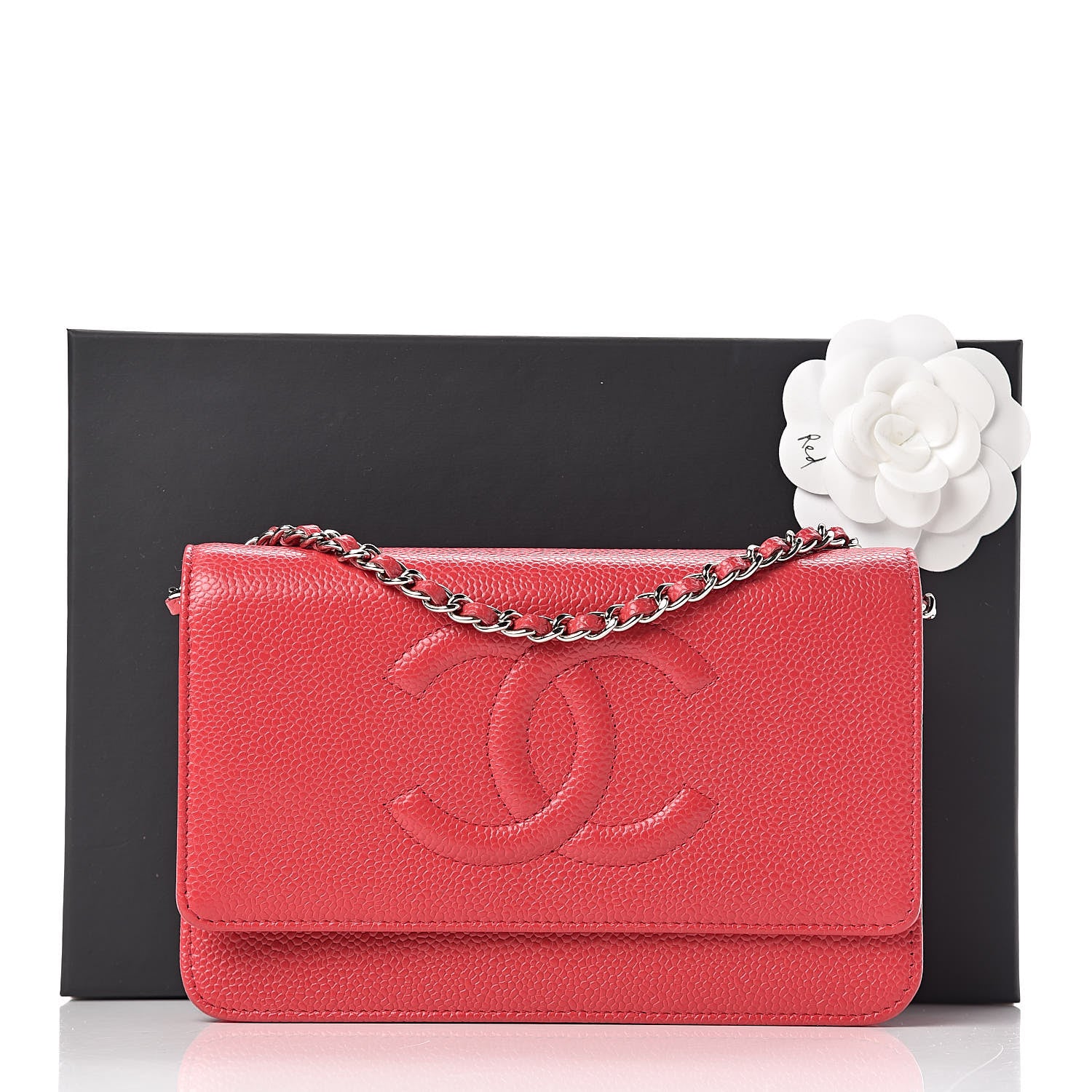 Chanel Caviar Timeless CC Wallet On Chain WOC Red 12 of 12