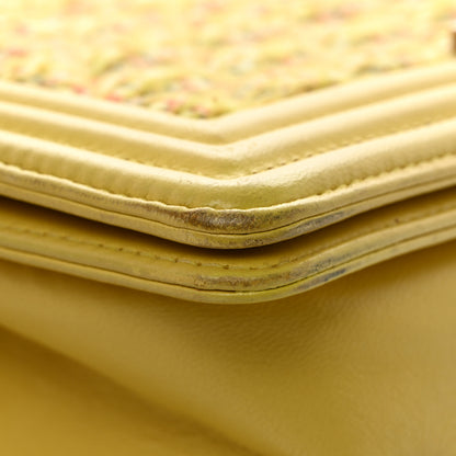 Chanel Tweed Lambskin Medium Boy Flap Yellow 11 of 14