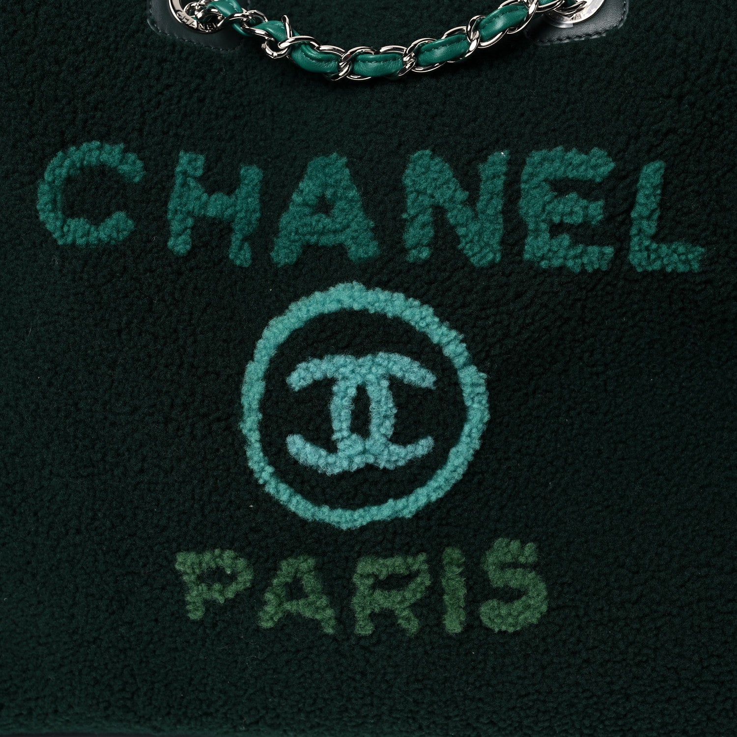 Chanel Shearling Large Deauville Tote Green 12 of 12