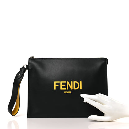 Fendi Vitello Grace Light Logo Clutch Bag Black Sunflower 2 of 9
