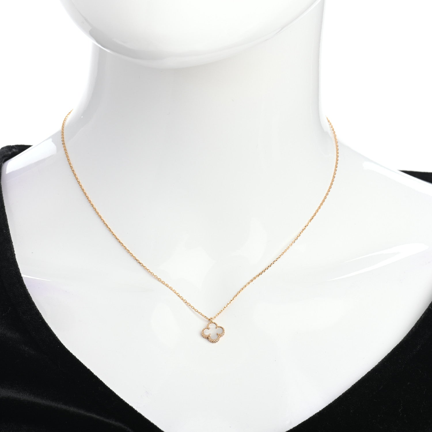 Van Cleef & Arpels 18K Yellow Gold Mother of Pearl Sweet Alhambra Pendant Necklace 2 of 6