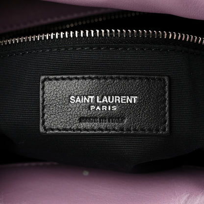 Saint Laurent Merino Shearling Lambskin Quilted Small Loulou Puffer Monogram Chain Satchel Lila 6 of 10