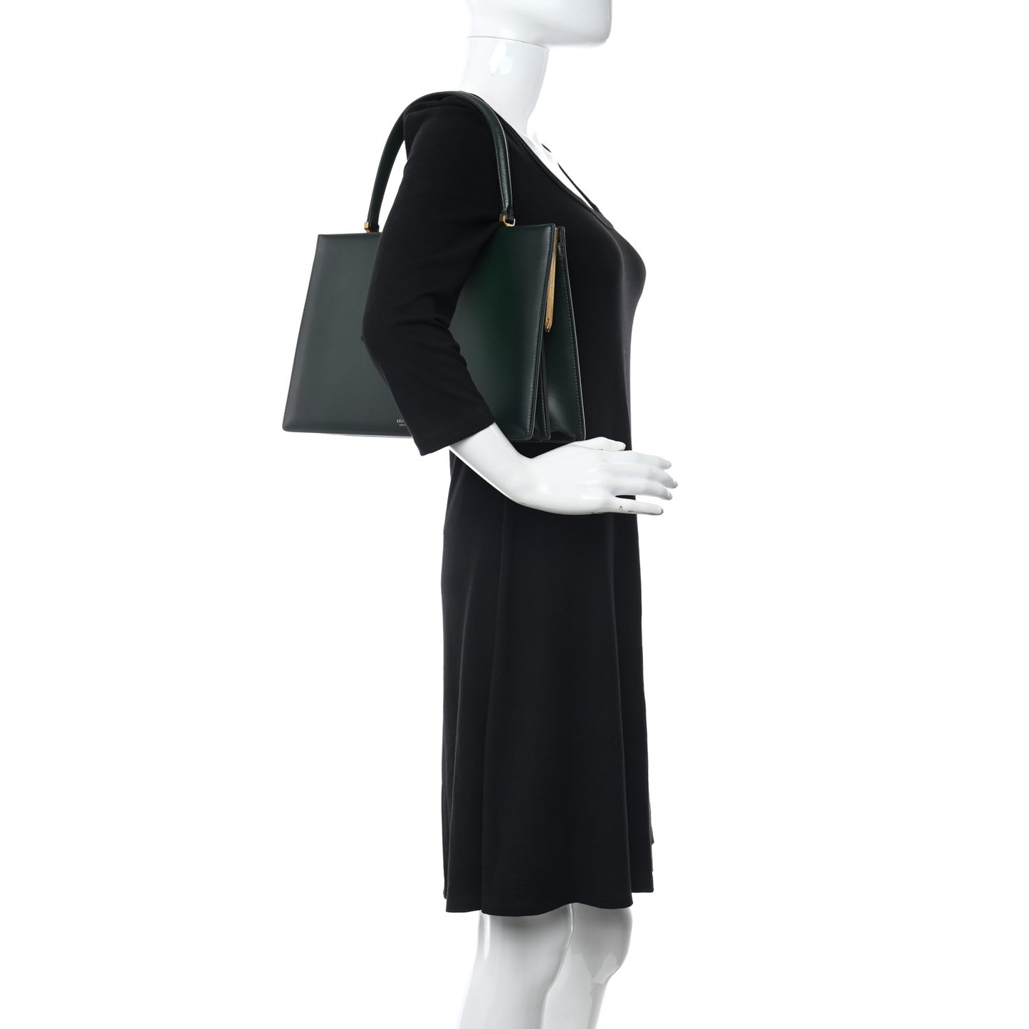 Box Calfskin Medium Clasp Bag Dark Green