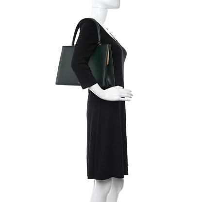 Celine Box Calfskin Medium Clasp Bag Dark Green 2 of 9