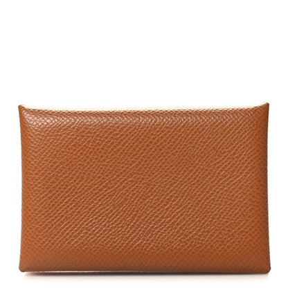 Hermes Epsom Calvi Card Case Gold 1 of 11