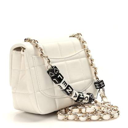 Chanel Lambskin Resin Crystal Square Quilted Monacoco Mini Square Flap White 3 of 10