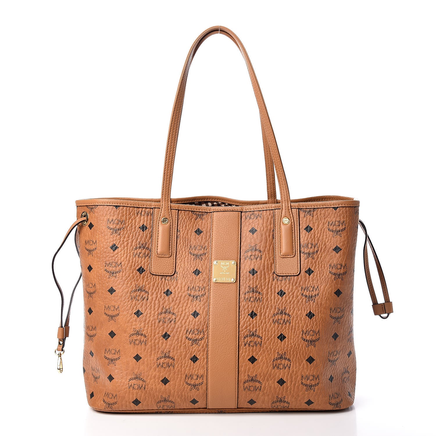 MCM Visetos Medium Liz Reversible Shopper Tote Cognac 1 of 16