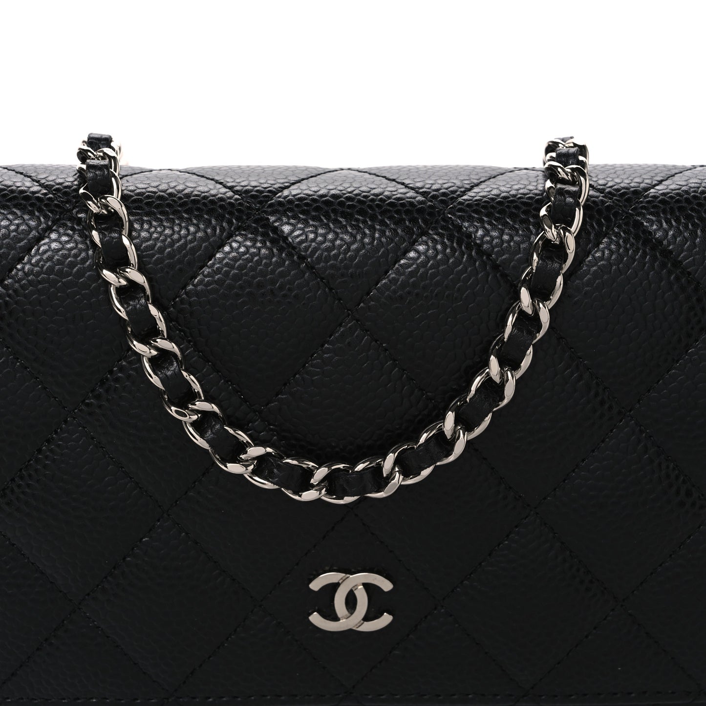 Caviar Quilted Wallet on Chain WOC Black