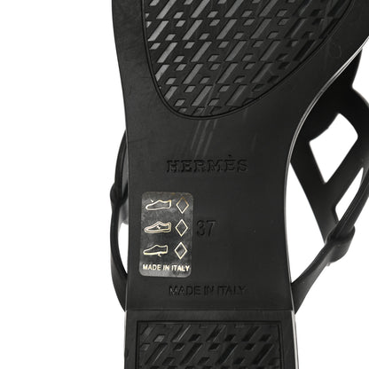 Hermes Rubber Womens Egerie Sandals 37 Black 6 of 9