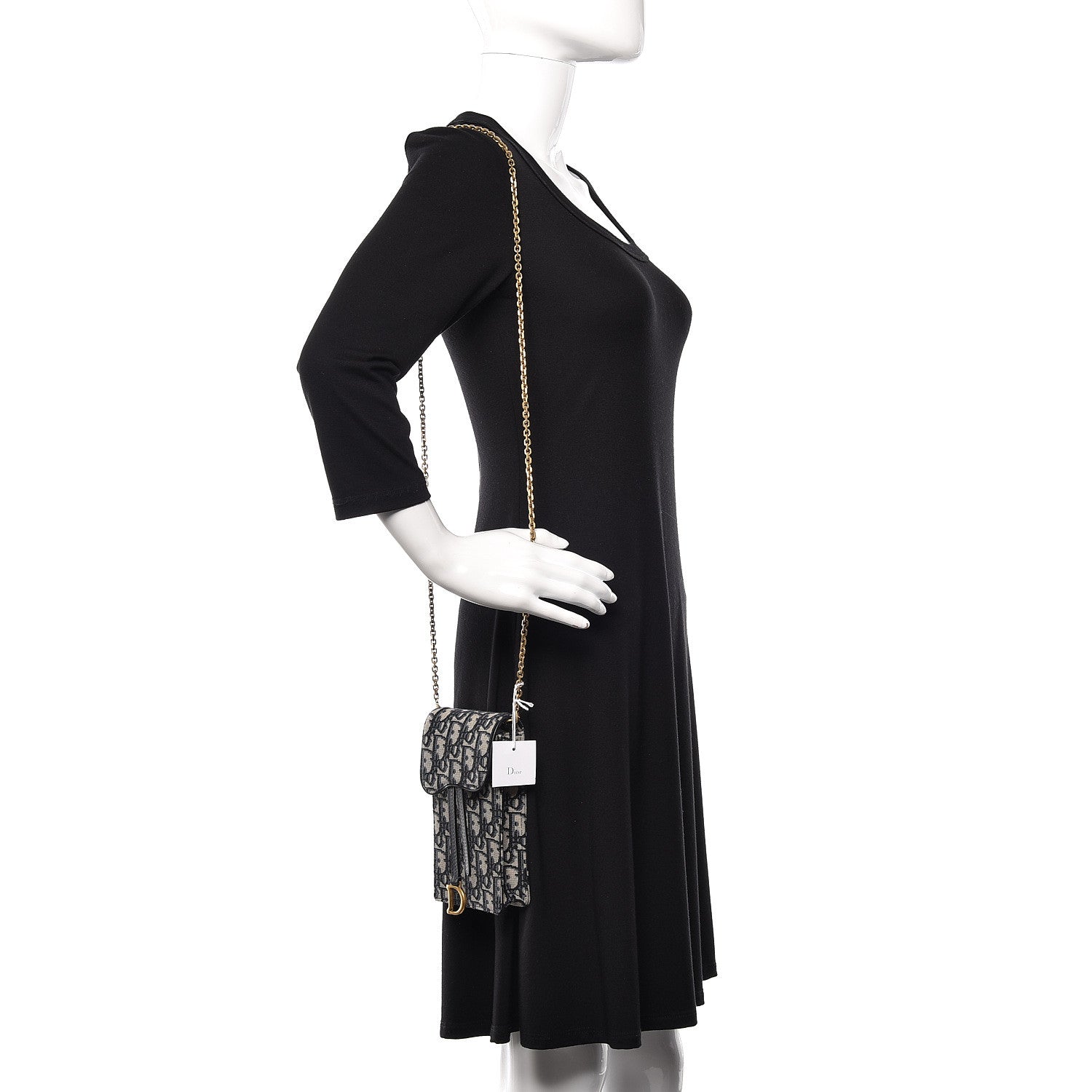 Christian Dior Oblique Saddle Chain Clutch Blue 2 of 10
