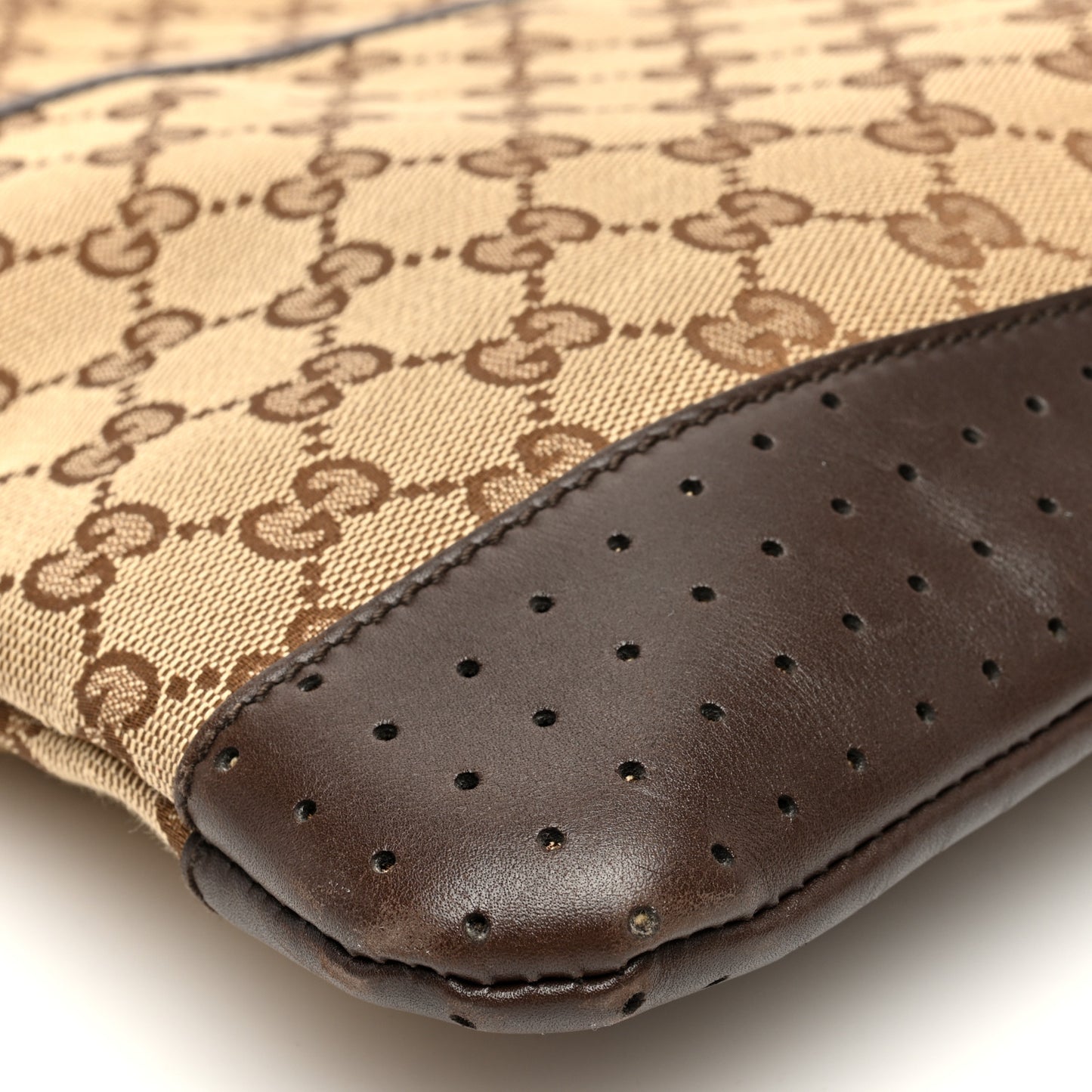 Monogram Calfskin Perforated Medium Flat Messenger Bag Dark Brown