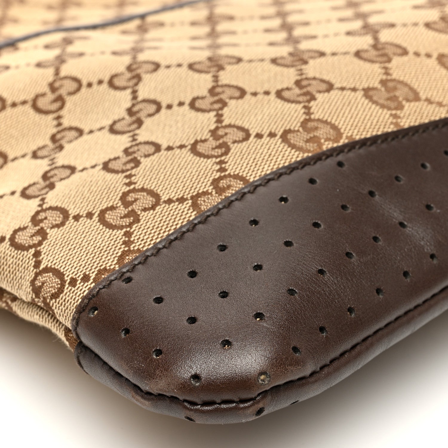 Gucci Monogram Calfskin Perforated Medium Flat Messenger Bag Dark Brown 10 of 11