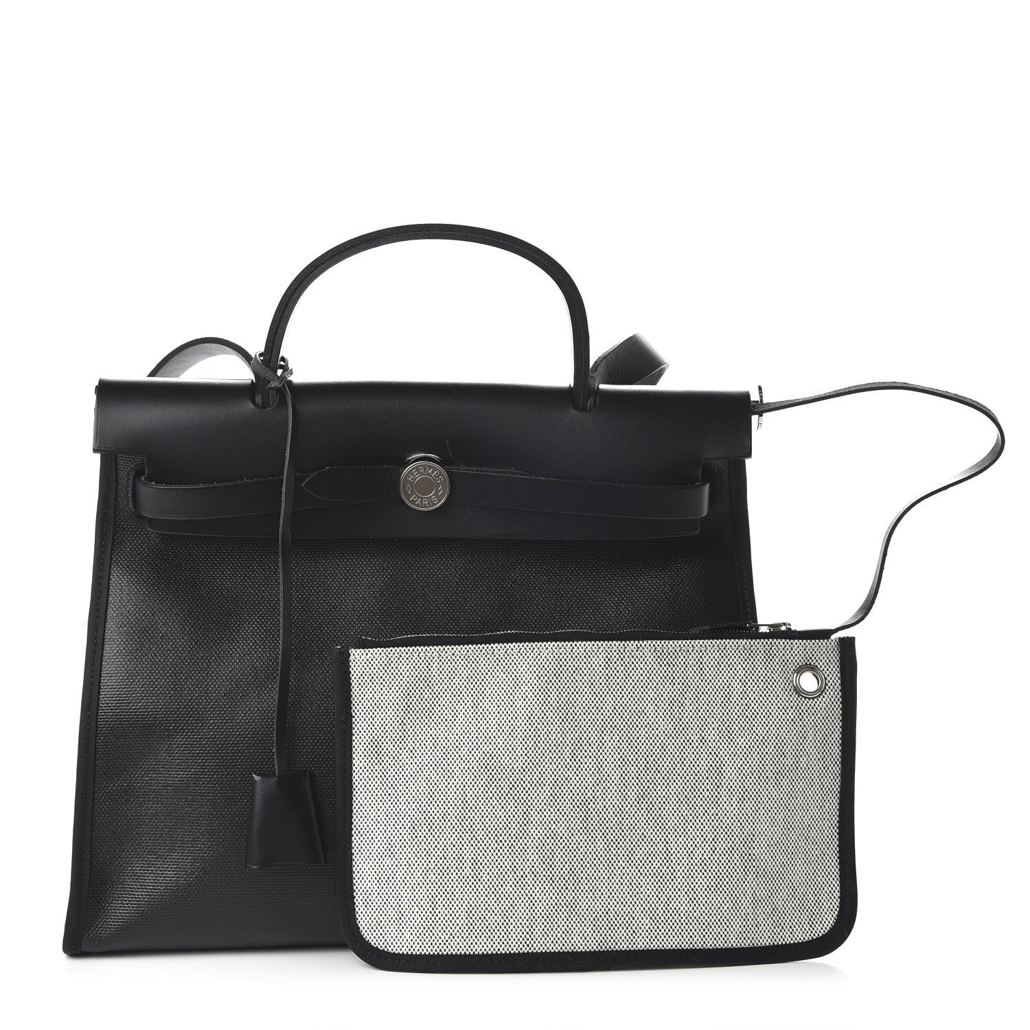 Hermes Toile H Berline Vache Hunter Herbag Zip PM 31 Black Ecru 1 of 9