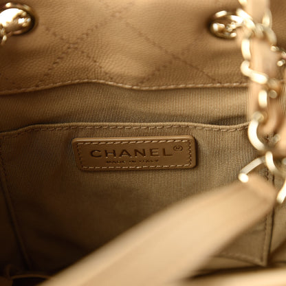 Chanel Caviar Quilted Rolled Up Bucket Drawstring Bag Beige Clair 8 of 11