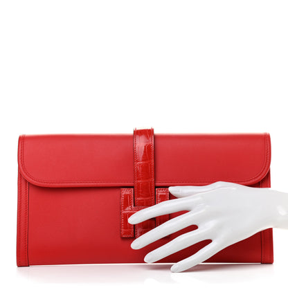 Hermes Swift Matte Alligator Jige Elan Touch 29 Clutch Rouge De Coeur 2 of 10