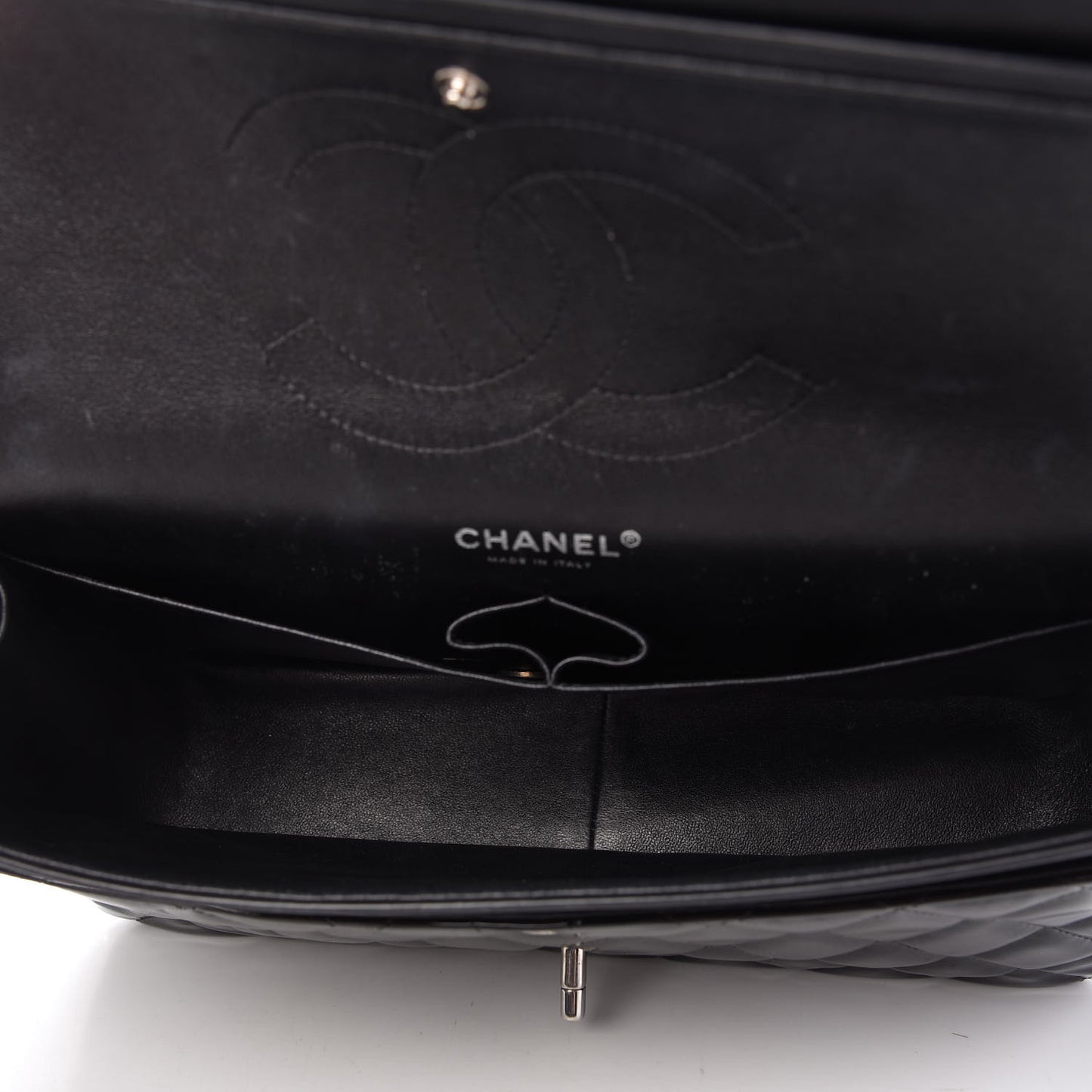 Patent Quilted Jumbo Double Flap Black