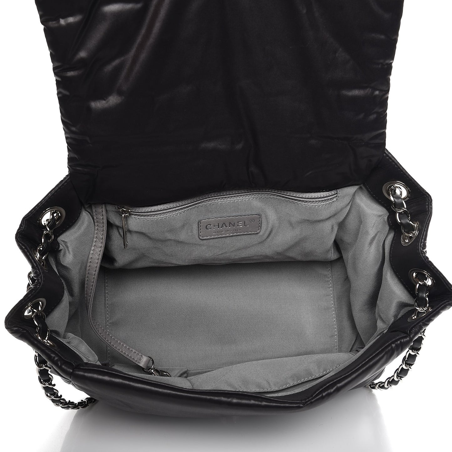 Nylon Quilted Tweed Stitch Bubble Flap Black