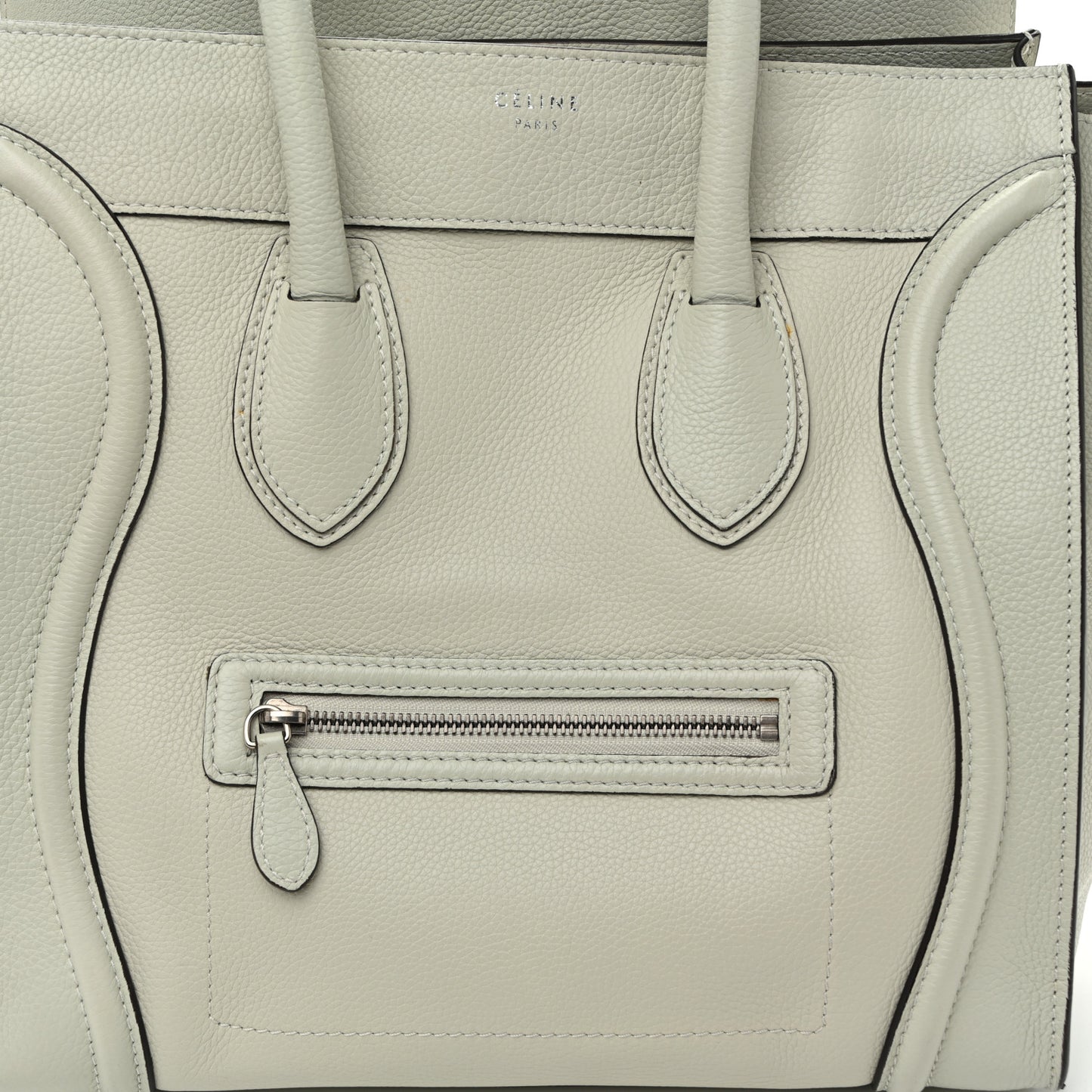 Drummed Calfskin Mini Luggage Pebble Grey