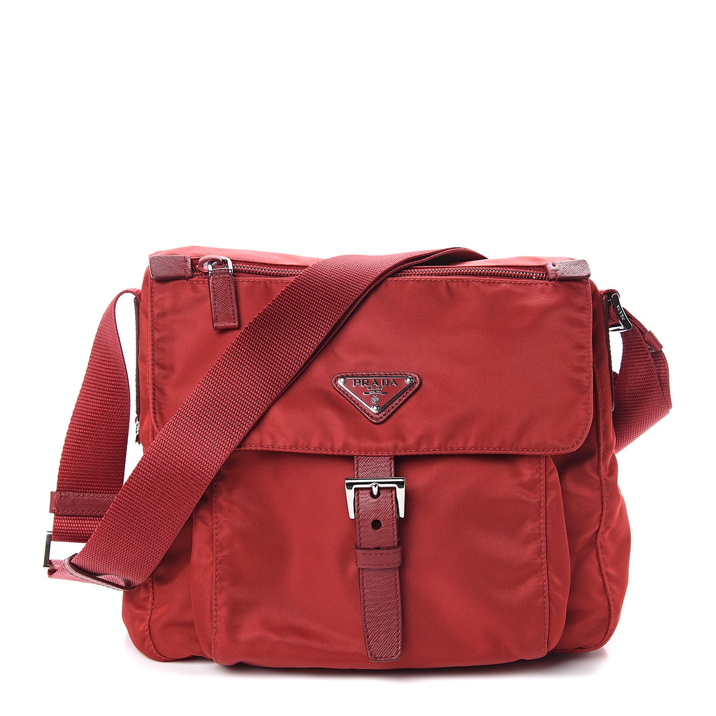 Tessuto Nylon Saffiano Vela Messenger Fuoco