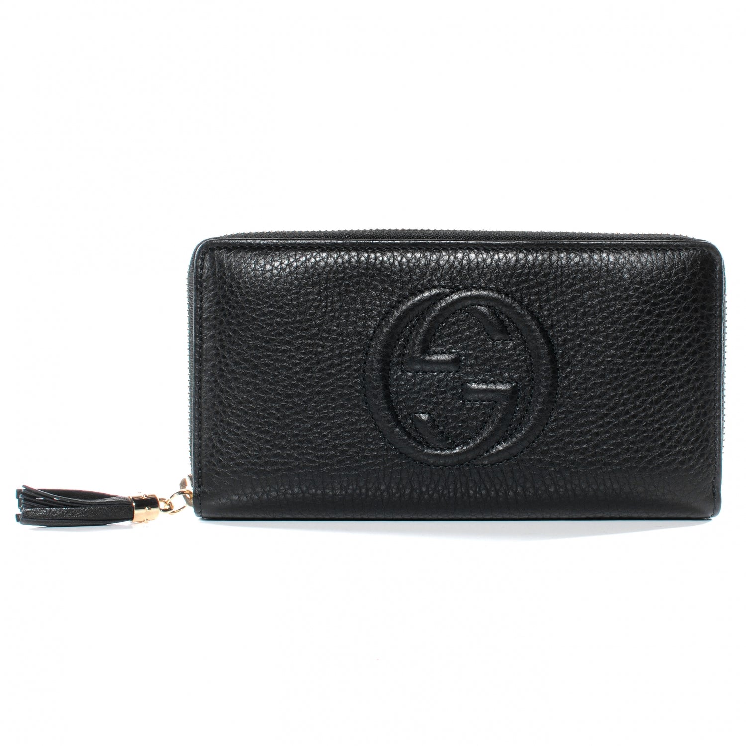 Gucci Pebbled Calfskin Soho Zip Around Wallet Black 1 of 7