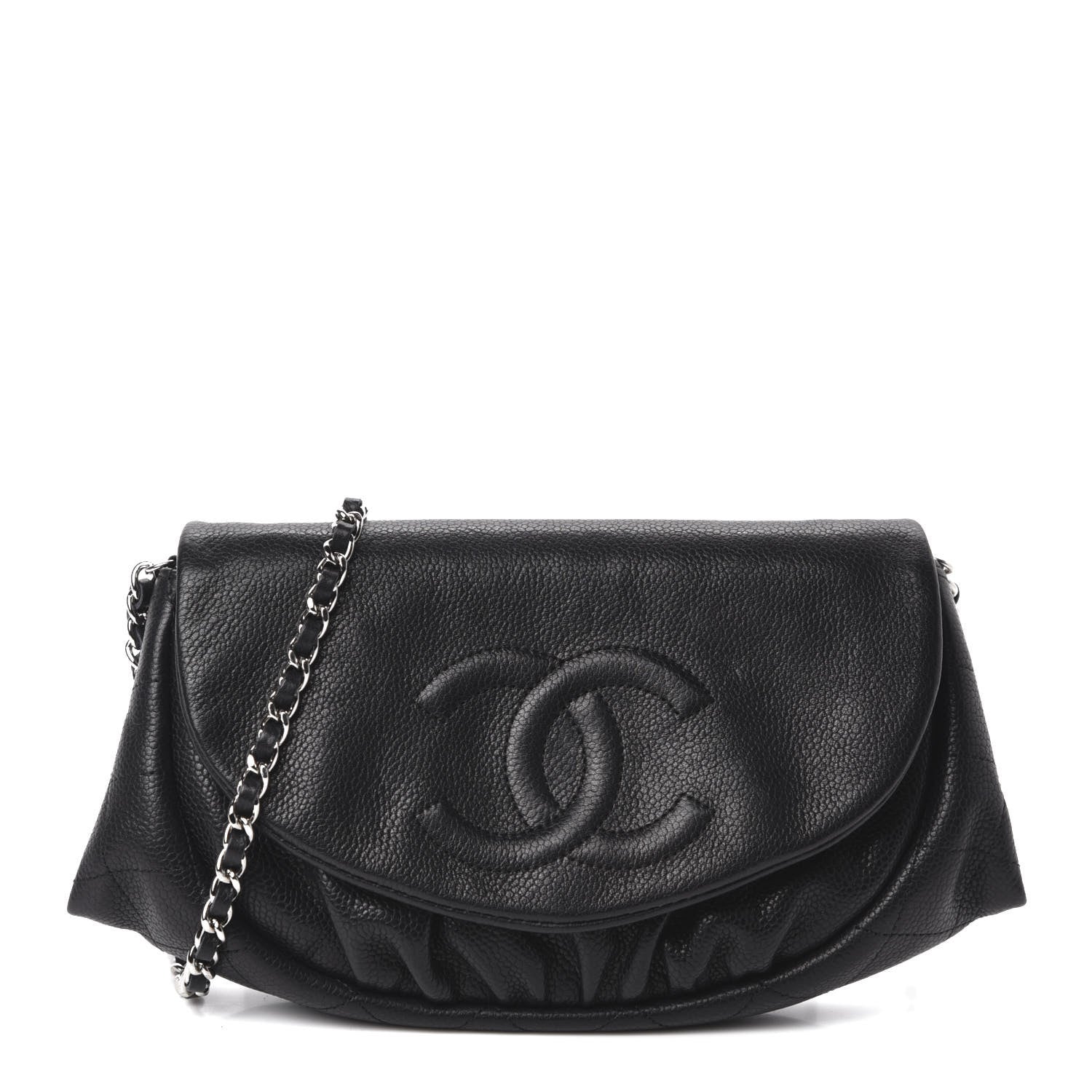 Chanel Caviar Half Moon Wallet On Chain WOC Black 1 of 12