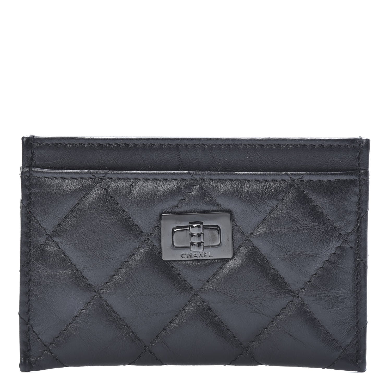 Chanel Aged Calfskin Quilted Reissue Card Holder So Black 1 of 8