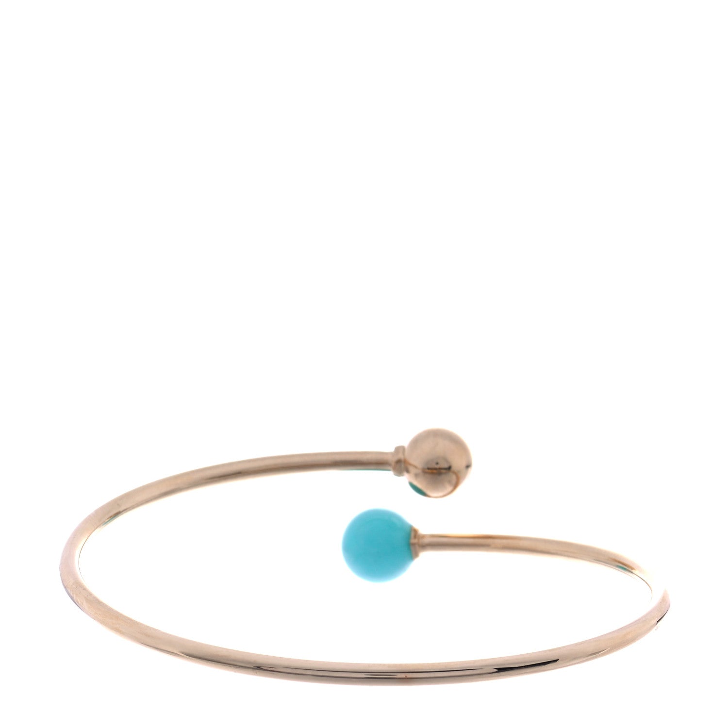Tiffany 18K Yellow Gold Amazonite 8mm HardWear Ball Bypass Bracelet 3 of 5