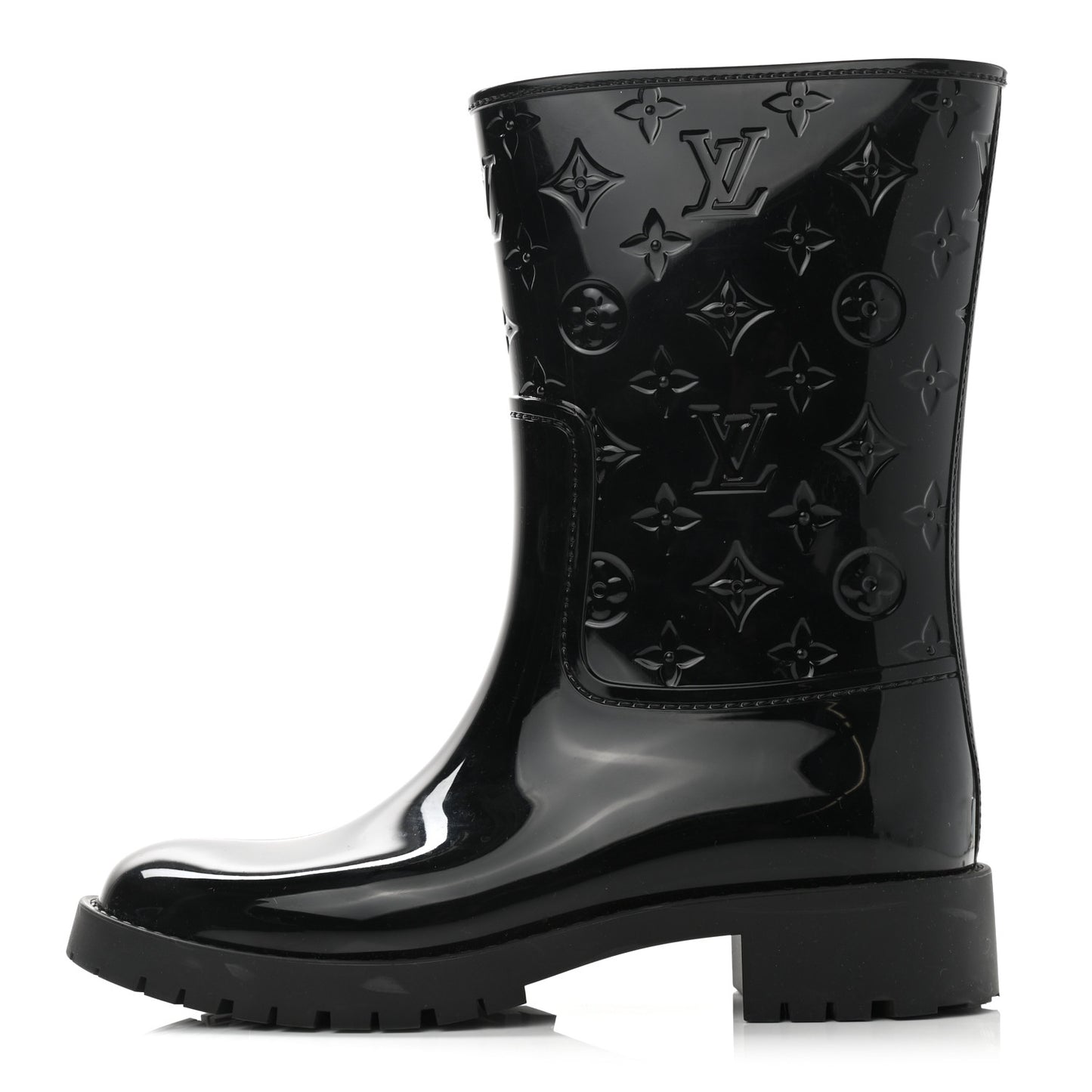 Rubber Embossed Monogram Drops Flat Half Boots 41 Black