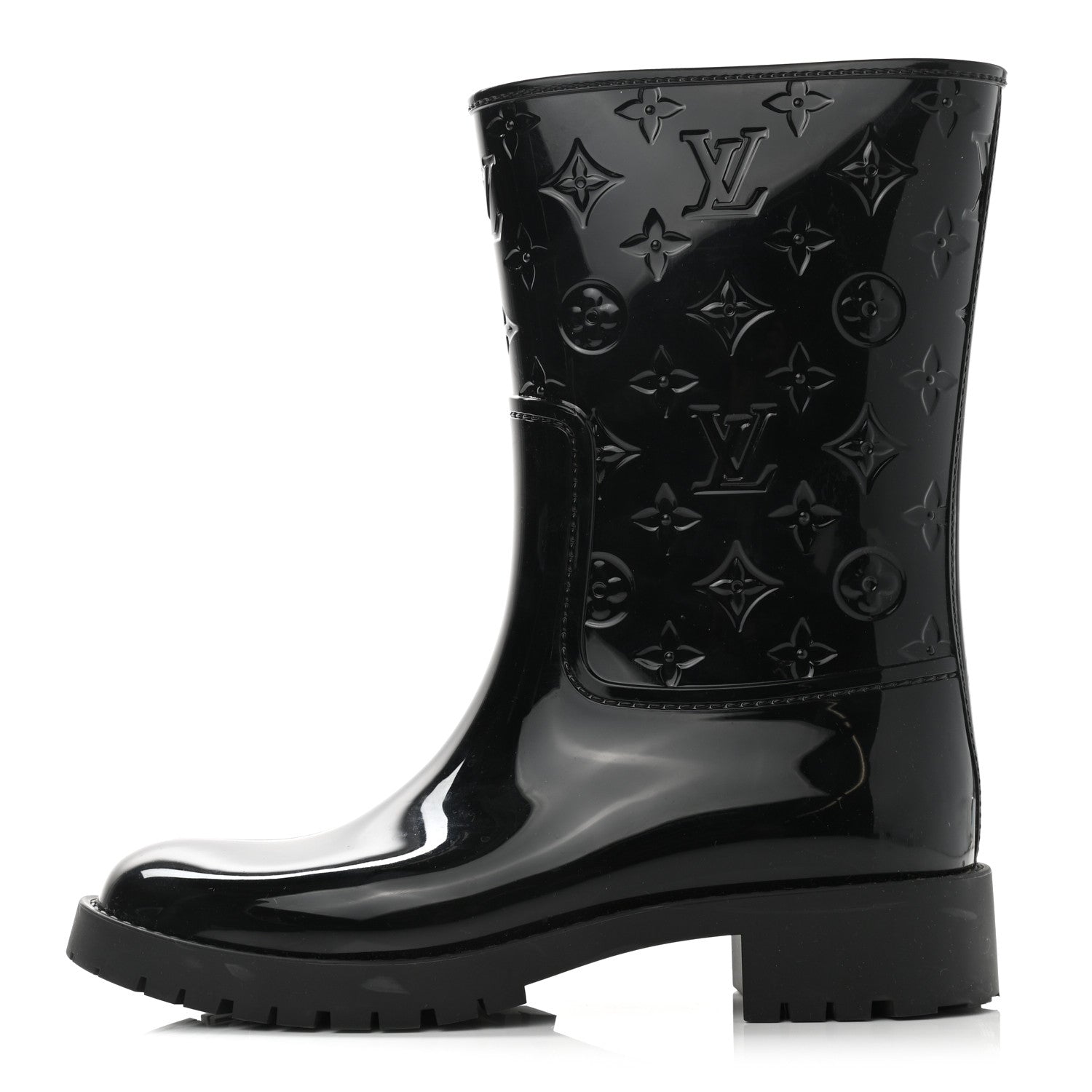 Louis Vuitton Rubber Embossed Monogram Drops Flat Half Boots 41 Black 1 of 12
