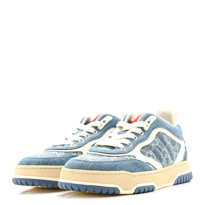Gucci New Denim Delave GG Monogram Womens Re-Web Sneakers 37.5 Light Blue Royale 4 of 10