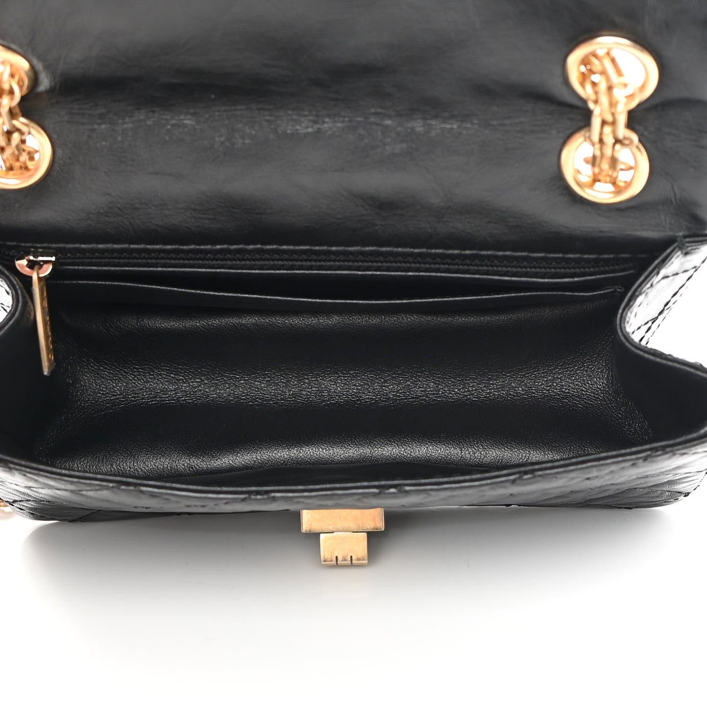 Aged Calfskin Quilted 2.55 Reissue Mini Flap Black