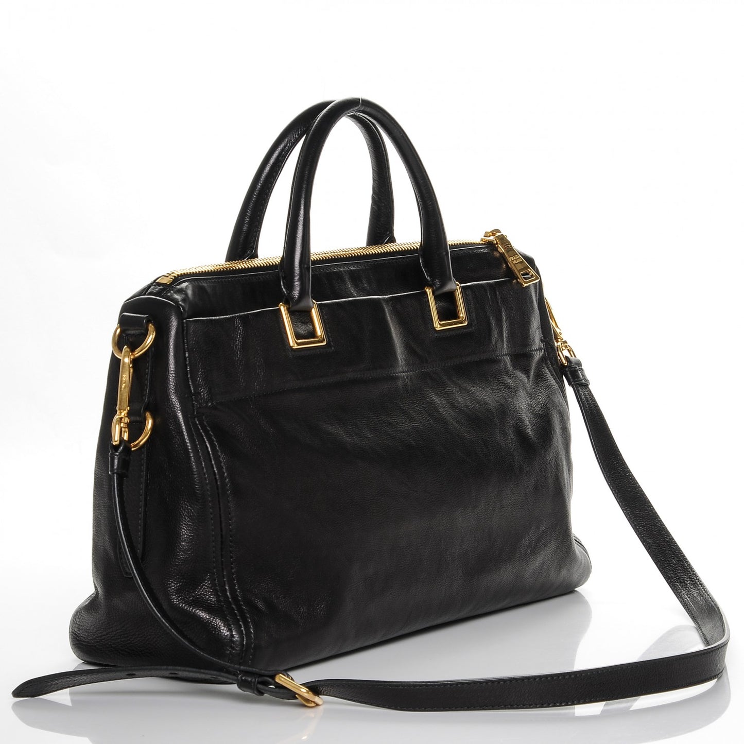 Glace Calf Extra Wide Tote Nero Black