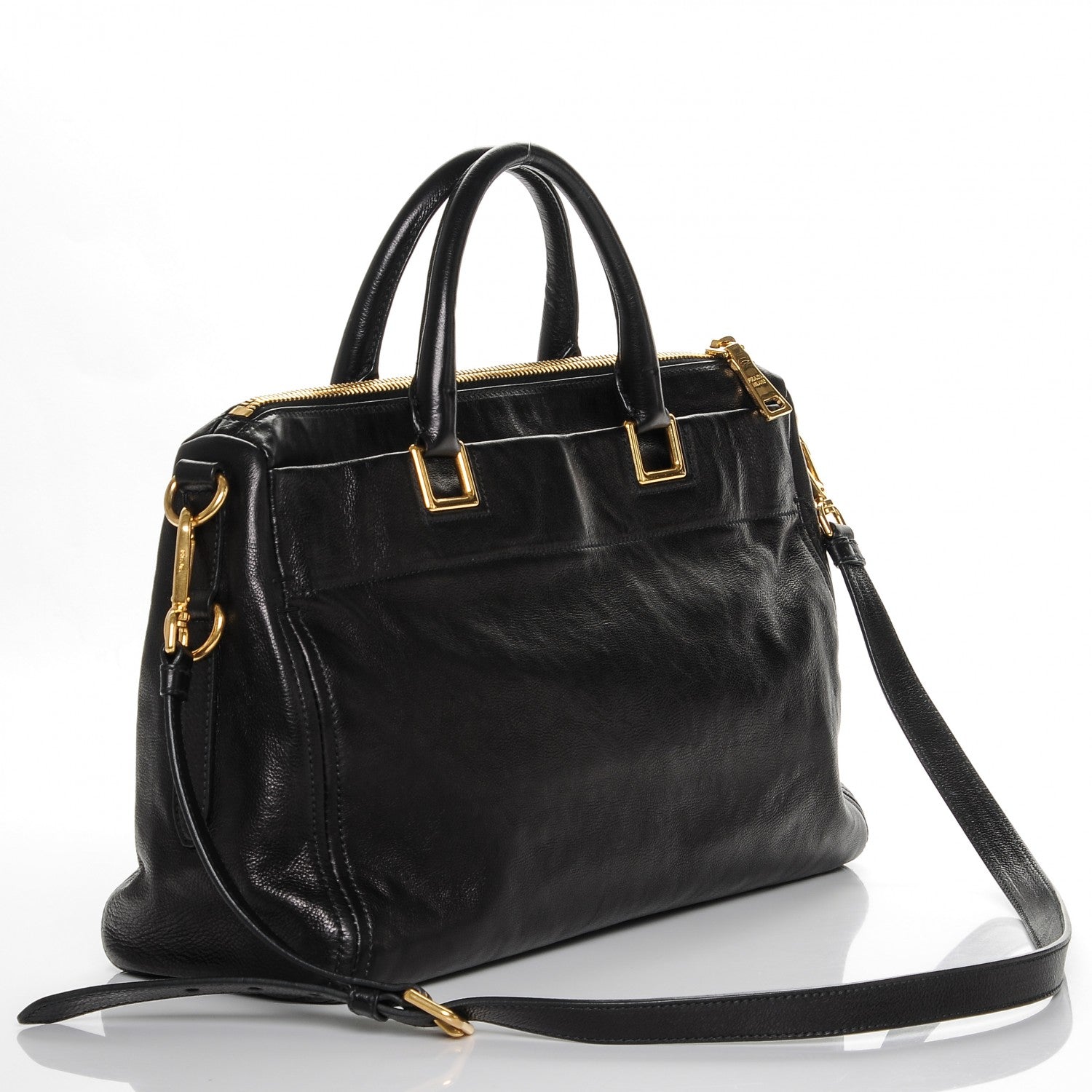 Prada Glace Calf Extra Wide Tote Nero Black 3 of 6
