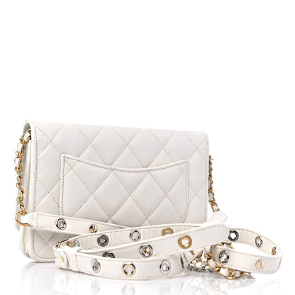 Chanel Goatskin Quilted Punk Essentials Wallet On Chain WOC White 3 of 10