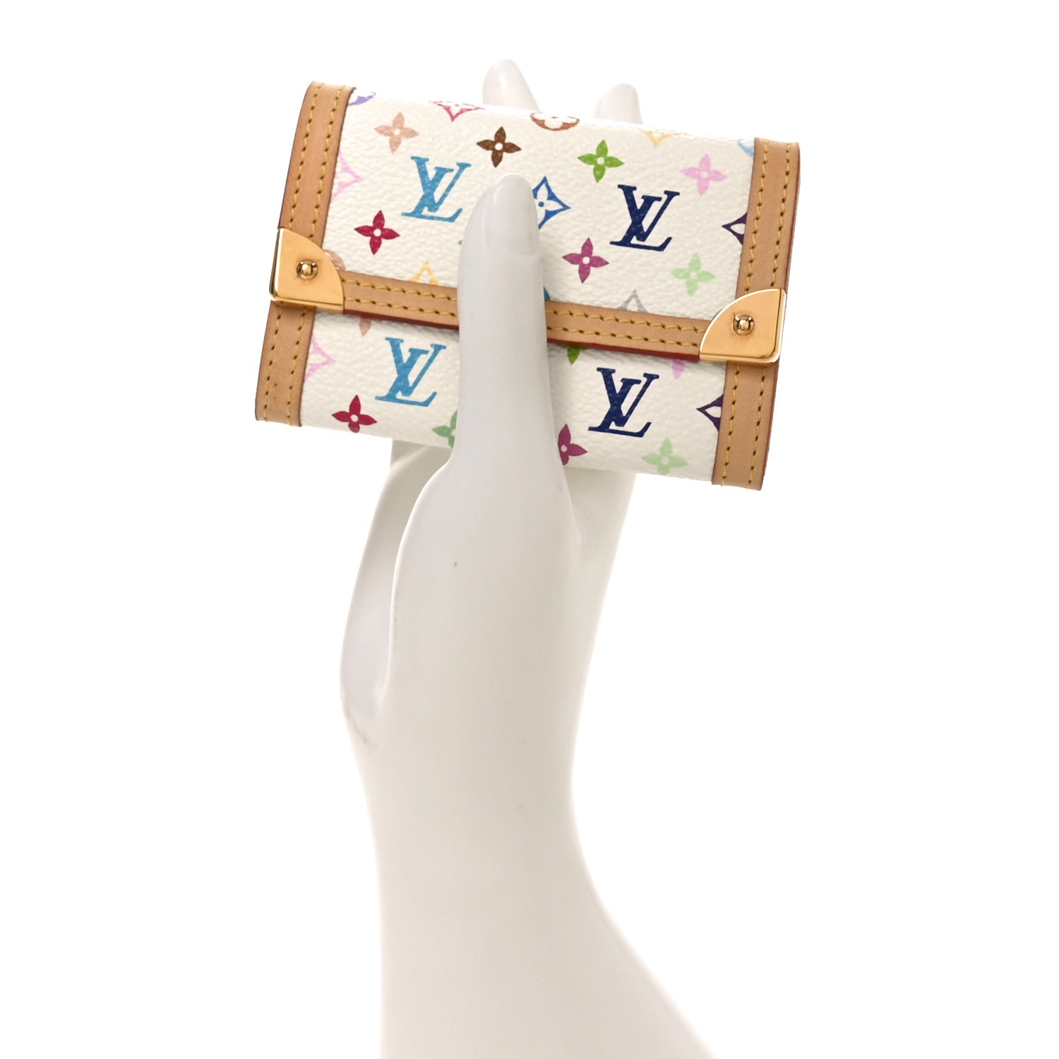 Louis Vuitton Monogram Multicolor Porte-Monnaie Plat Coin Purse White 2 of 6
