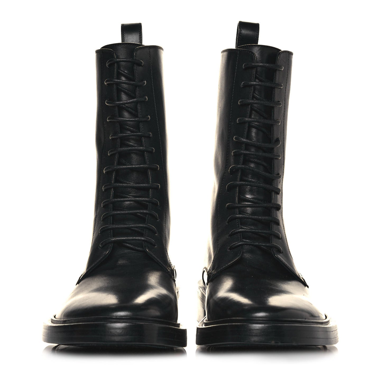 Calfskin Men Lace Up Combat Boots 39 Black